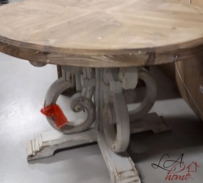 Drevený jedálenský stôl Genevieve s patinou - Ø 120 * 85 cm