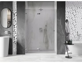 Mexen, Mexen Lunar ľavé výklopné sprchové dvere 130 cm, transparentné, chróm - 834-130-000-01-00-L