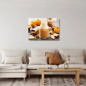 Sklenený obraz - Tekvicové latte (70x50 cm)