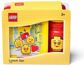Set žlto-červeného desiatového boxu a fľaše na pitie LEGO® Iconic