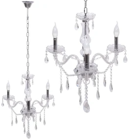 Toolight - Krištáľový závesný luster 3xE14 60W 300752, strieborná, OSW-04601