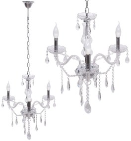 Toolight - Krištáľový závesný luster 3xE14 60W 300752, strieborná, OSW-04601