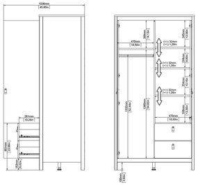 Biela šatníková skriňa so zrkadlom 102x199x58 cm Madrid – Tvilum