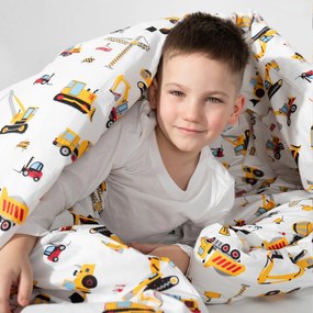 Goldea detské bavlnené obliečky - nákladné autá a bagre 140 x 200 a 70 x 90 cm