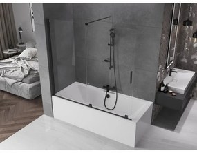 Mexen Velar, 2-krídlová posuvná vaňová zástena 170 x 150 cm, 8mm číre sklo, čierna matná, 896-170-000-01-70