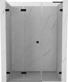 Mexen Lunar-F, L skladacie ľavé sprchové dvere 150 cm, číre sklo, čierny profil, 836SL-150-050-70-00-L