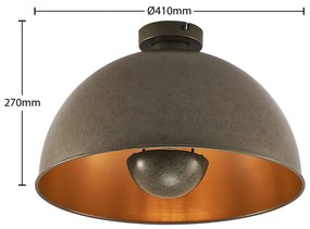 Lindby Lya stropné svietidlo 41 cm, okrúhle, sivá
