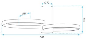 Toolight Toolight, LED stropné svietidlo 50x30,5cm, 22W, APP1402-CW, zlatá lesklá, OSW-05849