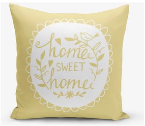 Žltá obliečka na vankúš Minimalist Cushion Covers Home Sweet Home, 45 × 45 cm