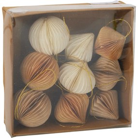 Súprava 9 ks vianočných ozdôb Ornaments, zlato-béžová, 6 cm, honeycomb
