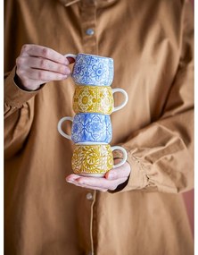 Modré/oranžové šálky v súprave 4 ks na espresso z kameniny 155 ml Milton – Bloomingville