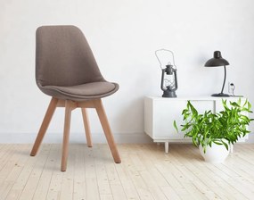 Stolička Borne V2 - látka, drevené nohy natura - Sivo-hnedá (Taupe)