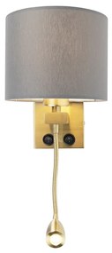 Nástenná lampa v štýle art deco zlatá so šedým odtieňom - Brescia