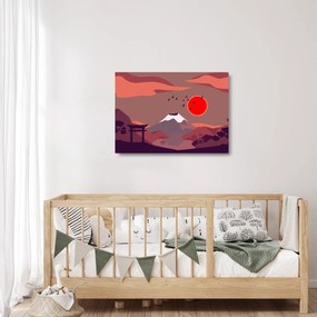 Sklenený obraz - Ilustrácie hory Fuji (70x50 cm)