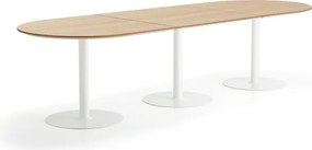 Stôl METRIC, ovál, 3000x1000x720 mm, biela/dub