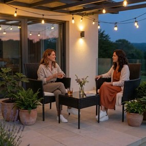 Technorattanový záhradný nábytok set 2 stoličky stôl čierny MultiGarden