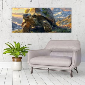 Obraz - Korytnačka a horská krajina (120x50 cm)