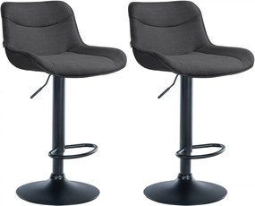 2x Barová stolička Vonore - látka, čierny rám - Tmavo sivá