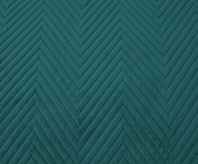 Tyrkysový zamatový prehoz na posteľ so vzorom ARROW VELVET Rozmer: 200 x 220 cm