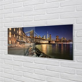 Obraz na akrylátovom skle Nočná rieka mrakodrapy 120x60 cm