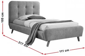 Jednolôžková posteľ 90x200 cm Temika (sivá) (s roštom). Vlastná spoľahlivá doprava až k Vám domov. 805340