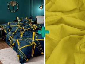Sada obliečok z mikrovlákna TUDONS modrá + plachta Jersey 90x200cm