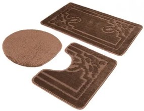 Sada kúpeľňových koberčekov MONO XXXX hnedý 8121 3PC kvet