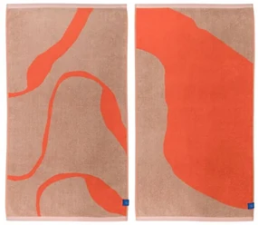 Oranžové/svetlohnedé uteráky v súprave 2 ks z Bio bavlny 50x90 cm Nova Arte – Mette Ditmer Denmark