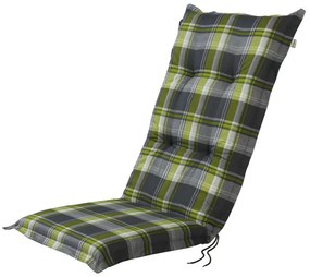 Podložka na kreslo Valencia, 120 x 50 x 8 cm, károvaná/zelená/sivá, 4 kusy  (800003511)