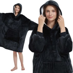 Deka s rukávmi HOODIE čierna