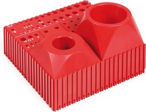 Plastový box na ukladanie šesťhranných kľúčov 2–10 mm, modul 5x5, 8 dutín, červená