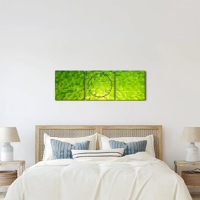 Obraz žltozelených kostičiek (s hodinami) (90x30 cm)
