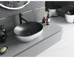 Mexen Viki, umývadlo na dosku 48x35x14 cm, čierna matná-strieborný vzor, 21054873