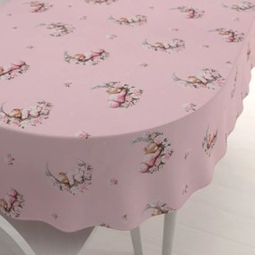 Biante Detský bavlnený oválny obrus Sandra SA-626 Spiace medvedíky na ružovom 50x100 cm
