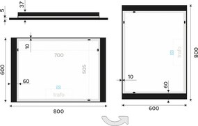 Nimco Čierne LED zrkadlo 800x600 s dotykovým senzorom - ZPC 41003V-90
