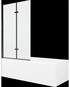 Mexen Cubik obdĺžniková vaňa 170 x 70 cm s obkladom a 2-krídlovou zástenou 100 cm, Transparentné, Čierna - 550317070X9210027000