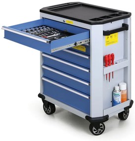 Pojazdný dielenský vozík na náradie EXPERT, 6 zásuviek, modrá