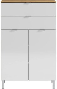 Biela skrinka s dubovým dekorom Germania Mauresaa, výška 97 cm