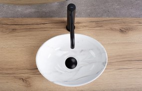 Rea Sofia Mini, umývadlo na dosku 355x270x125 mm, imitácia kameňa - biela Cloudy, REA-U9236