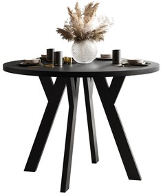 OKRÚHLY ROZKLADACÍ JEDÁLENSKÝ STÔL EWALD ČIERNY MATNÝ 100/140 cm