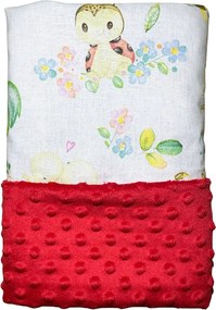 Deka Včielky/minky červená 60x70 cm – detská deka s motívom včielok