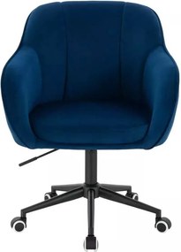 LuxuryForm DESIGN Stolička AVOLA VELUR na čiernej podstave s kolieskami - modrá