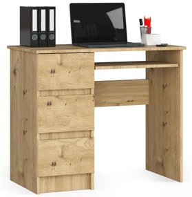 Písací stôl pravý so zásuvkami a výsuvnou policou na klávesnicu 90 x 77 x 50 cm AKORD CLP - dub artisan