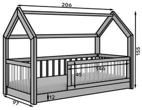 DETSKÁ DOMČEKOVÁ POSTEĽ STELLA 200 x 90 ŠEDÁ