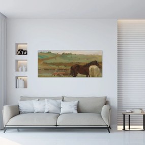 Obraz - Edgar Degas, Horses in a Meadow, reprodukcia (120x50 cm)