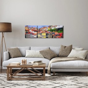 Obraz - Ribeira, Portugalsko (s hodinami) (90x30 cm)