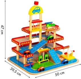 ECOTOYS Drevená garáž s autíčkami Parking