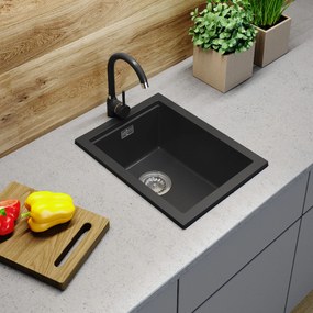 Gamma Decor 3850, 1-komorový granitový drez 380x500x207 mm, čierna, GMA-ZLE000155