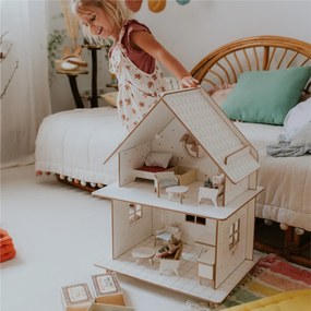 milin Detský drevený domček pre bábiky biely