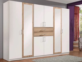 Šatníková skriňa Diver 270 cm, bílá/dub sonoma